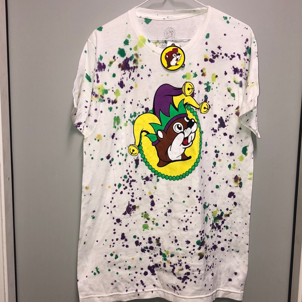 Buces’s mardi shirt sleeve T- shirt green purple yellow
